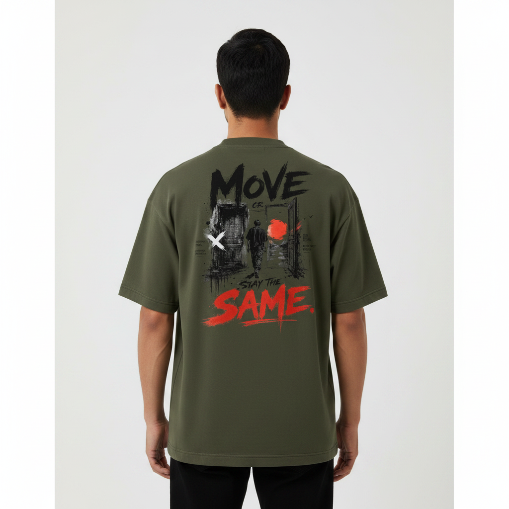 Somokriti Premium Cotton Printed T-Shirt - Forward Motion | Oversized Fit, Half Sleeve, Round Neck | Unisex