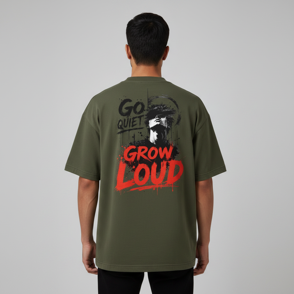 Somokriti Premium Cotton Printed T-Shirt - Quiet Strength | Oversized Fit, Half Sleeve, Round Neck | Unisex