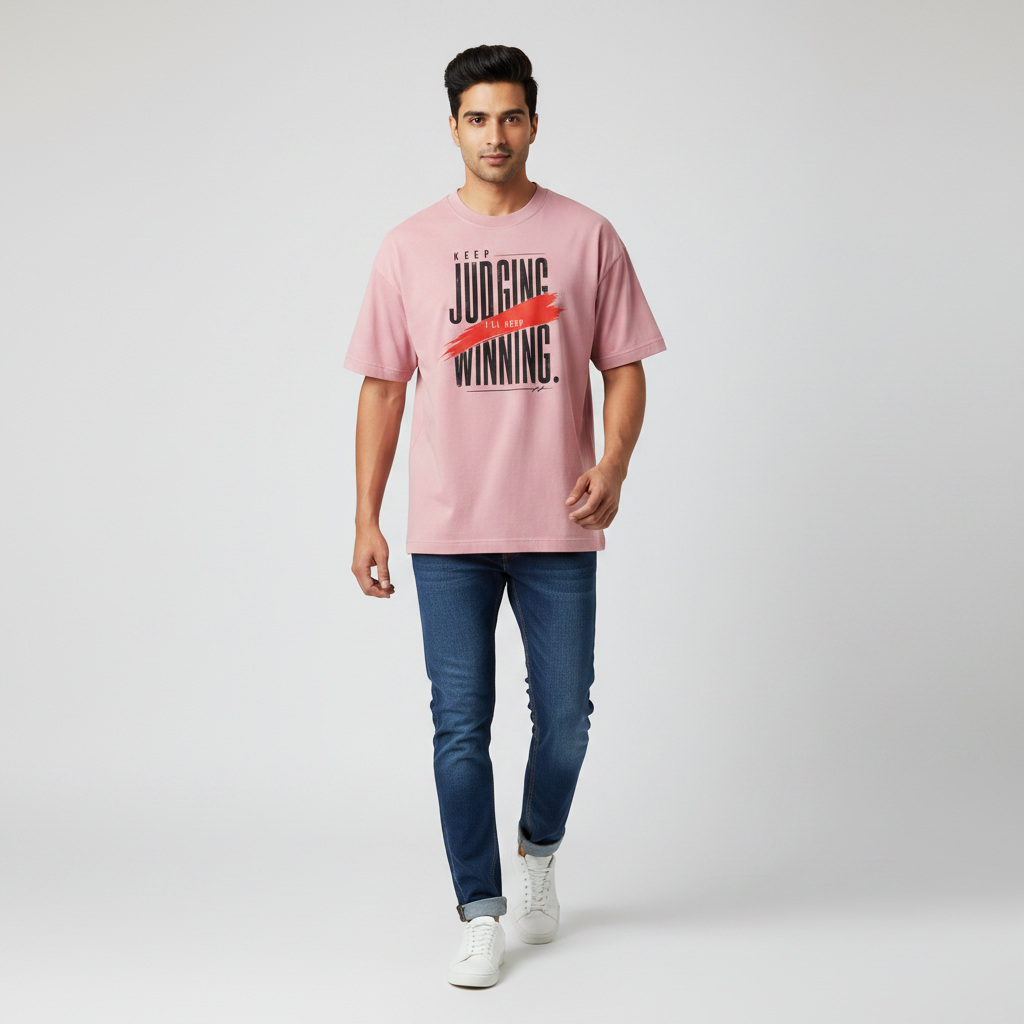 Somokriti Premium Cotton Printed T-Shirt - Relentless Grind | Oversized Fit, Half Sleeve, Round Neck | Unisex