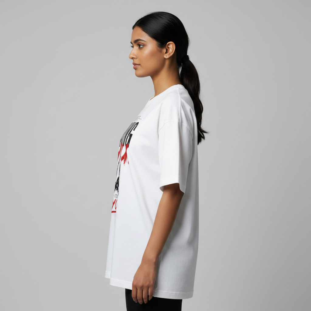 Somokriti Premium Cotton Printed T-Shirt - Self Approval | Oversized Fit, Half Sleeve, Round Neck | Unisex
