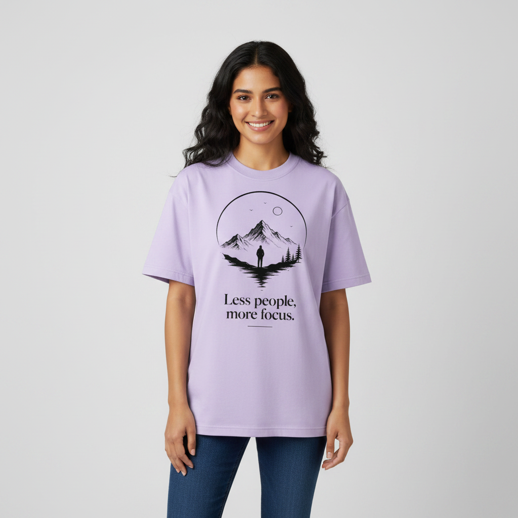 Somokriti Premium Cotton Printed T-Shirt - Silent Focus | Oversized Fit, Half Sleeve, Round Neck | Unisex