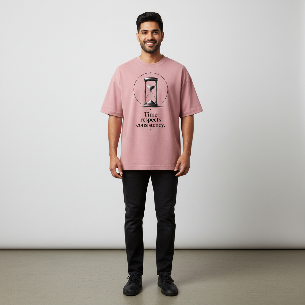 Somokriti Premium Cotton Printed T-Shirt - Timeless Patience | Oversized Fit, Half Sleeve, Round Neck | Unisex