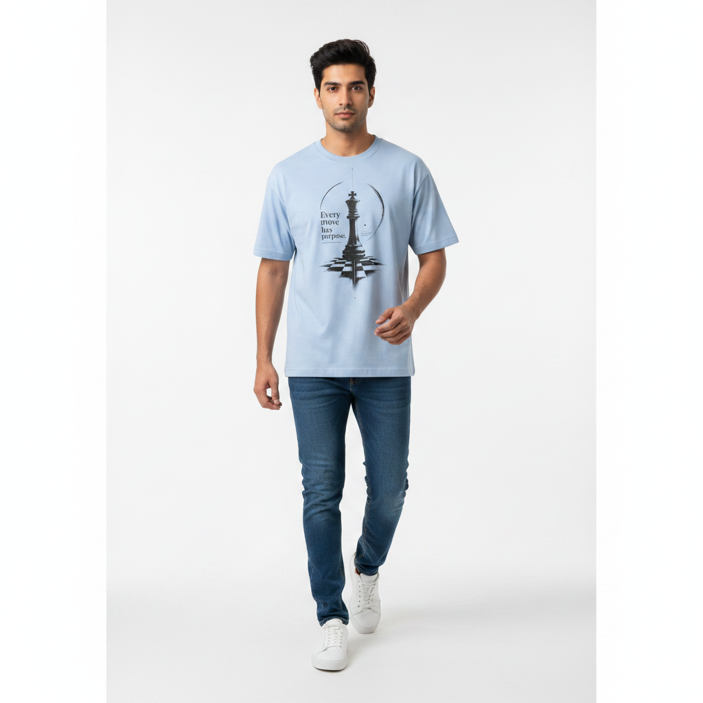 Somokriti Premium Cotton Printed T-Shirt - Strategic Vision | Oversized Fit, Half Sleeve, Round Neck | Unisex