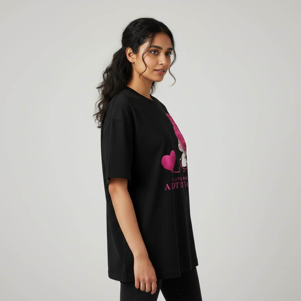 Somokriti Premium Cotton Printed T-Shirt - A Lot of Heart | Oversized Fit, Half Sleeve, Round Neck | Girls, Women