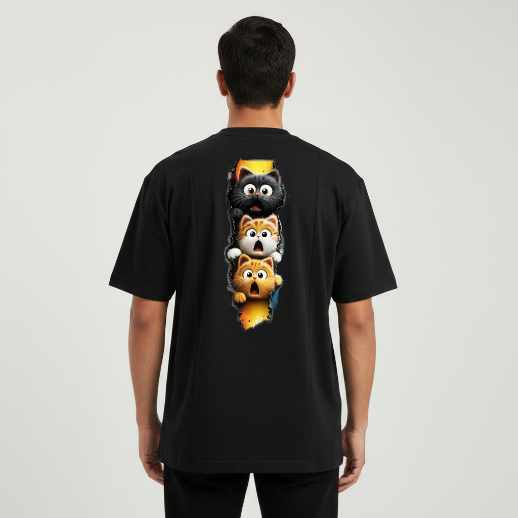 Somokriti Premium Cotton Printed T-Shirt - Curious Chaos | Oversized Fit, Half Sleeve, Round Neck | Unisex