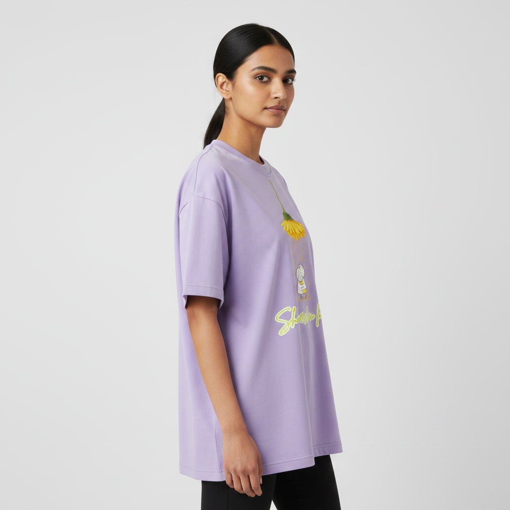 Somokriti Premium Cotton Printed T-Shirt - Showered in Love | Oversized Fit, Half Sleeve, Round Neck | Girls, Women