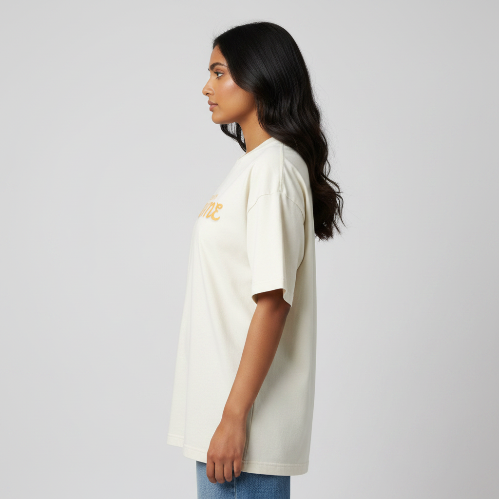 Somokriti Premium Cotton Printed T-Shirt - Sunshine Bloom | Oversized Fit, Half Sleeve, Round Neck | Girls, Women