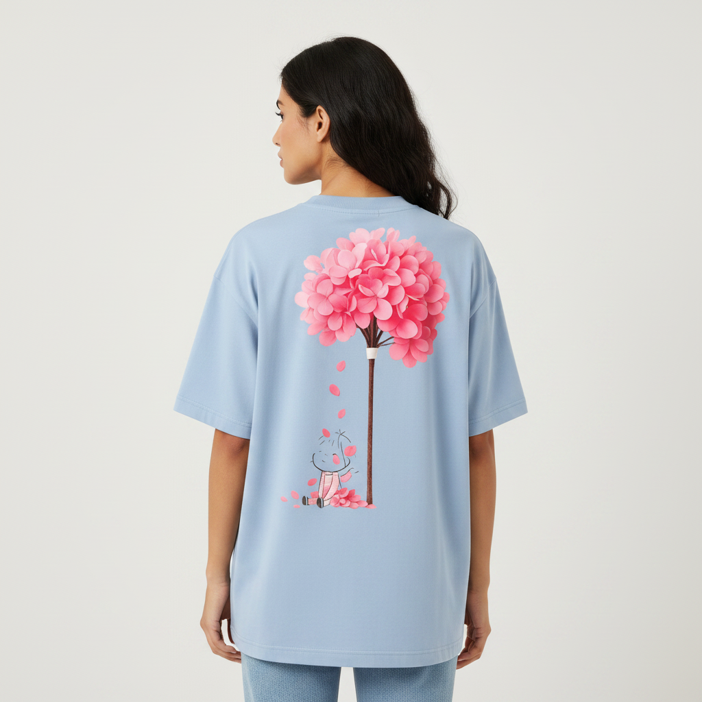 Somokriti Premium Cotton Printed T-Shirt - Dreams Blossom | Oversized Fit, Half Sleeve, Round Neck | Girls, Women