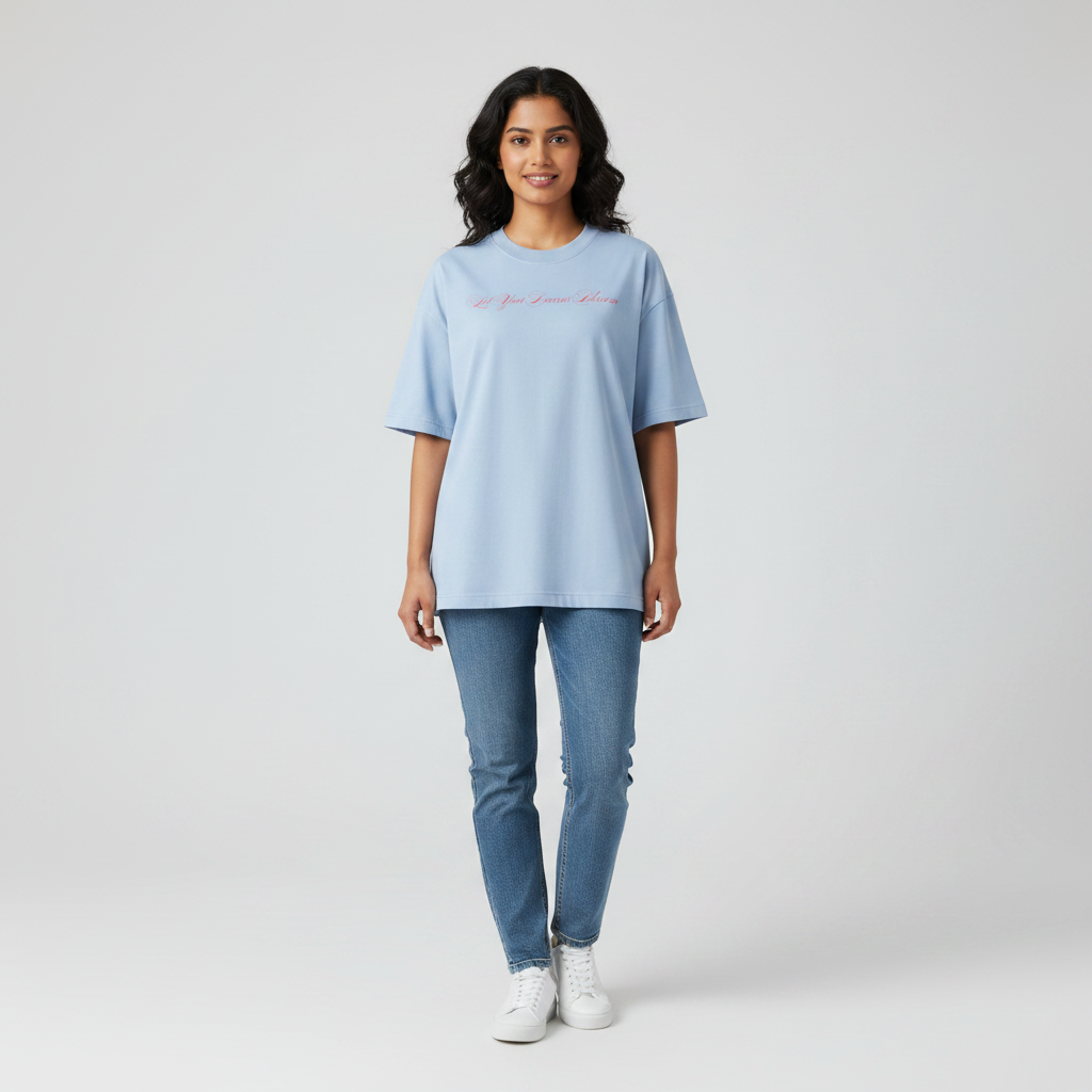 Somokriti Premium Cotton Printed T-Shirt - Dreams Blossom | Oversized Fit, Half Sleeve, Round Neck | Girls, Women