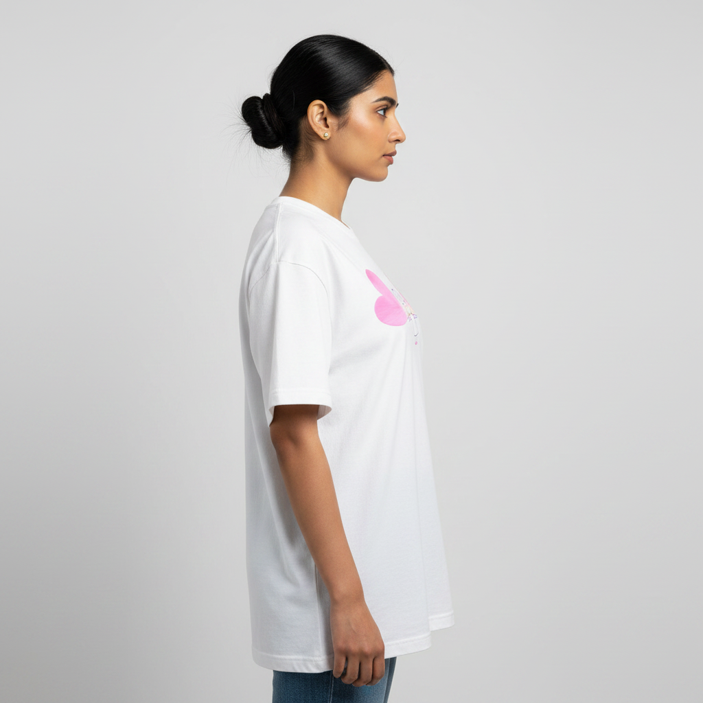 Somokriti Premium Cotton Printed T-Shirt - Heart Wings | Oversized Fit, Half Sleeve, Round Neck | Girls, Women