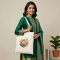 Somokriti Premium Cotton Tote Bag - Floral Garden | 220 GSM | Printed | 12x14 Inch