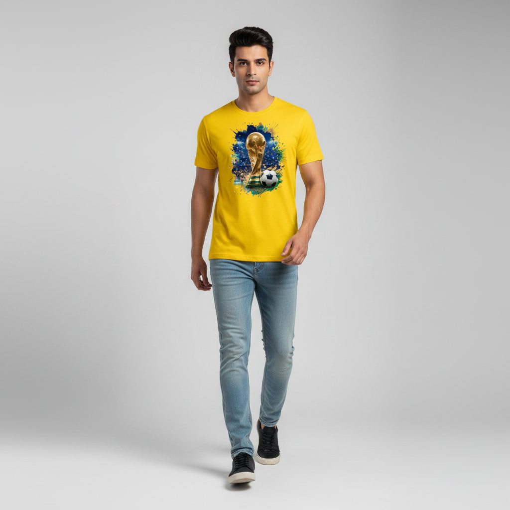 Somokriti Premium Cotton Printed T-Shirt - Cup Fever | Half Sleeve, Round Neck | Unisex