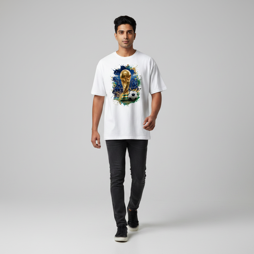 Somokriti Premium Cotton Printed T-Shirt - Cup Fever | Half Sleeve, Round Neck | Unisex