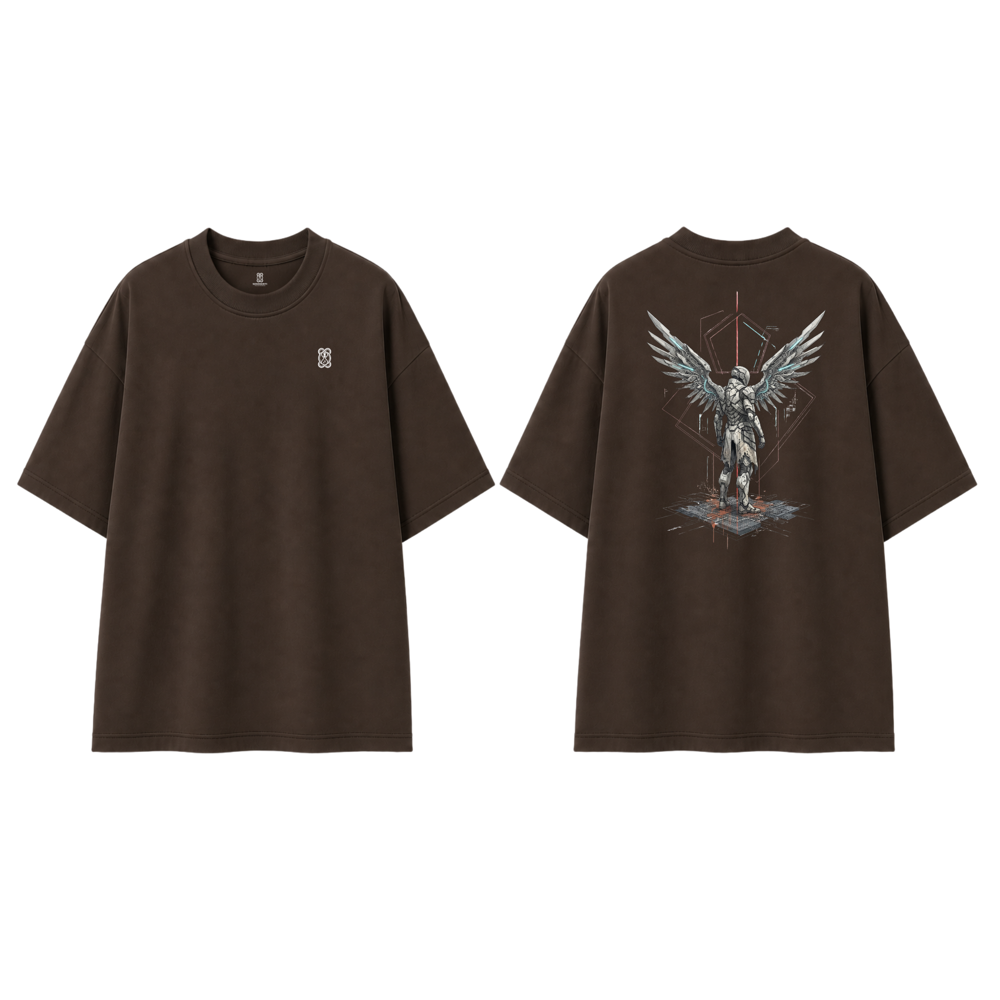 Somokriti Premium Cotton Printed T-Shirt - Ascended Guardian | Oversized Fit, Half Sleeve, Round Neck | Unisex