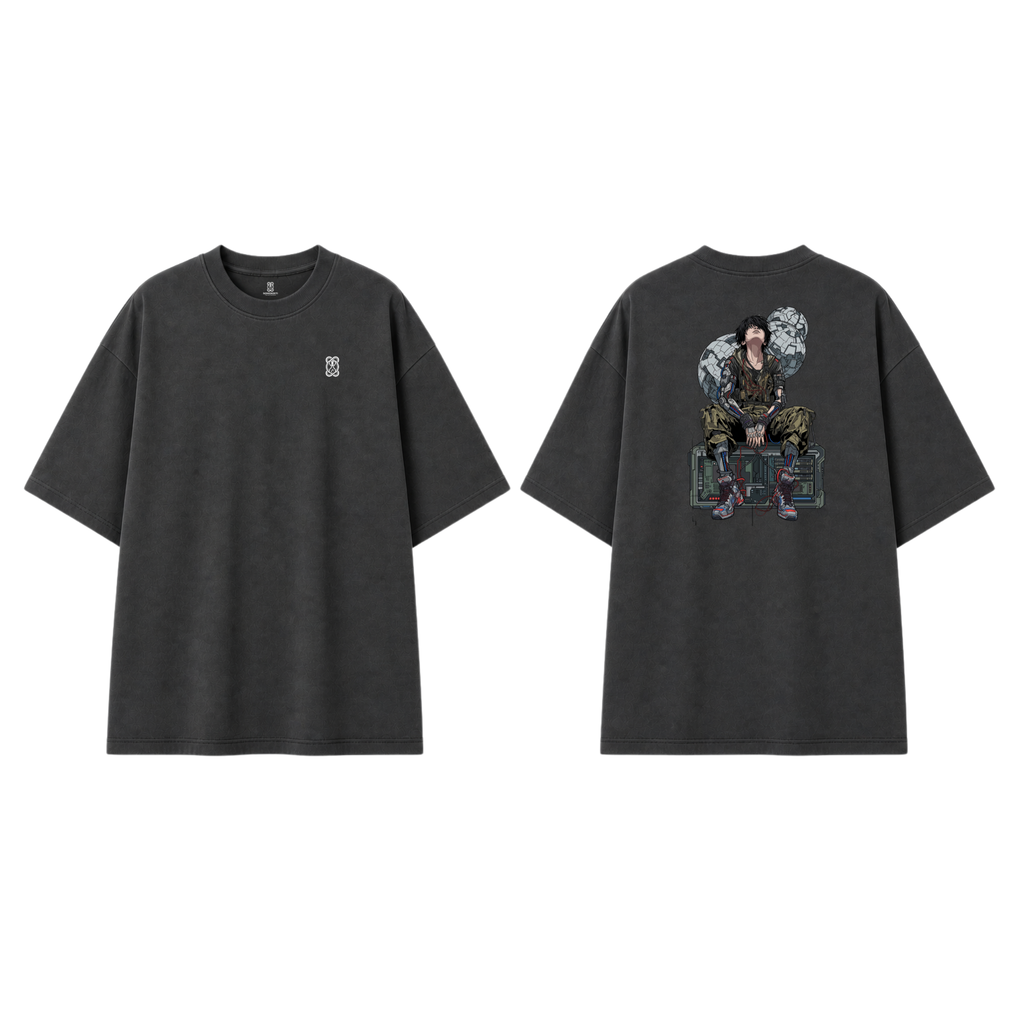 Somokriti Premium Cotton Printed T-Shirt - Cyber Nomad | Oversized Fit, Half Sleeve, Round Neck | Unisex