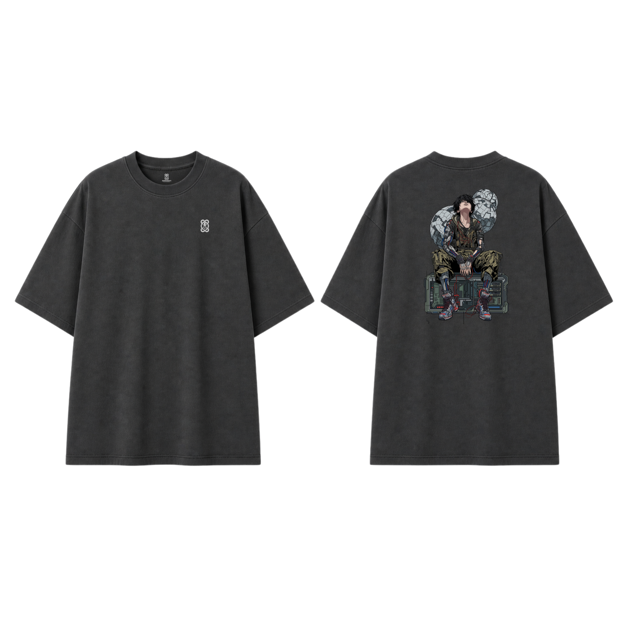 Somokriti Premium Cotton Printed T-Shirt - Cyber Nomad | Oversized Fit, Half Sleeve, Round Neck | Unisex