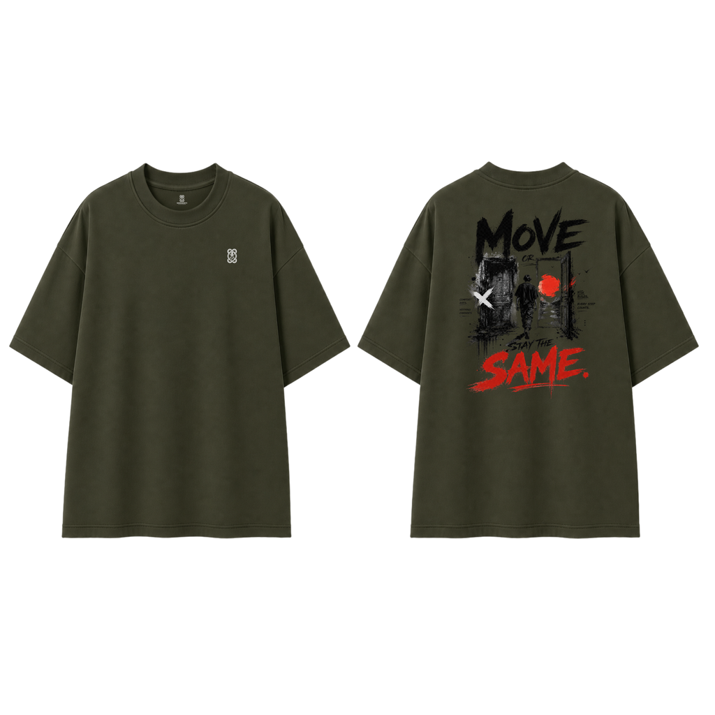 Somokriti Premium Cotton Printed T-Shirt - Forward Motion | Oversized Fit, Half Sleeve, Round Neck | Unisex