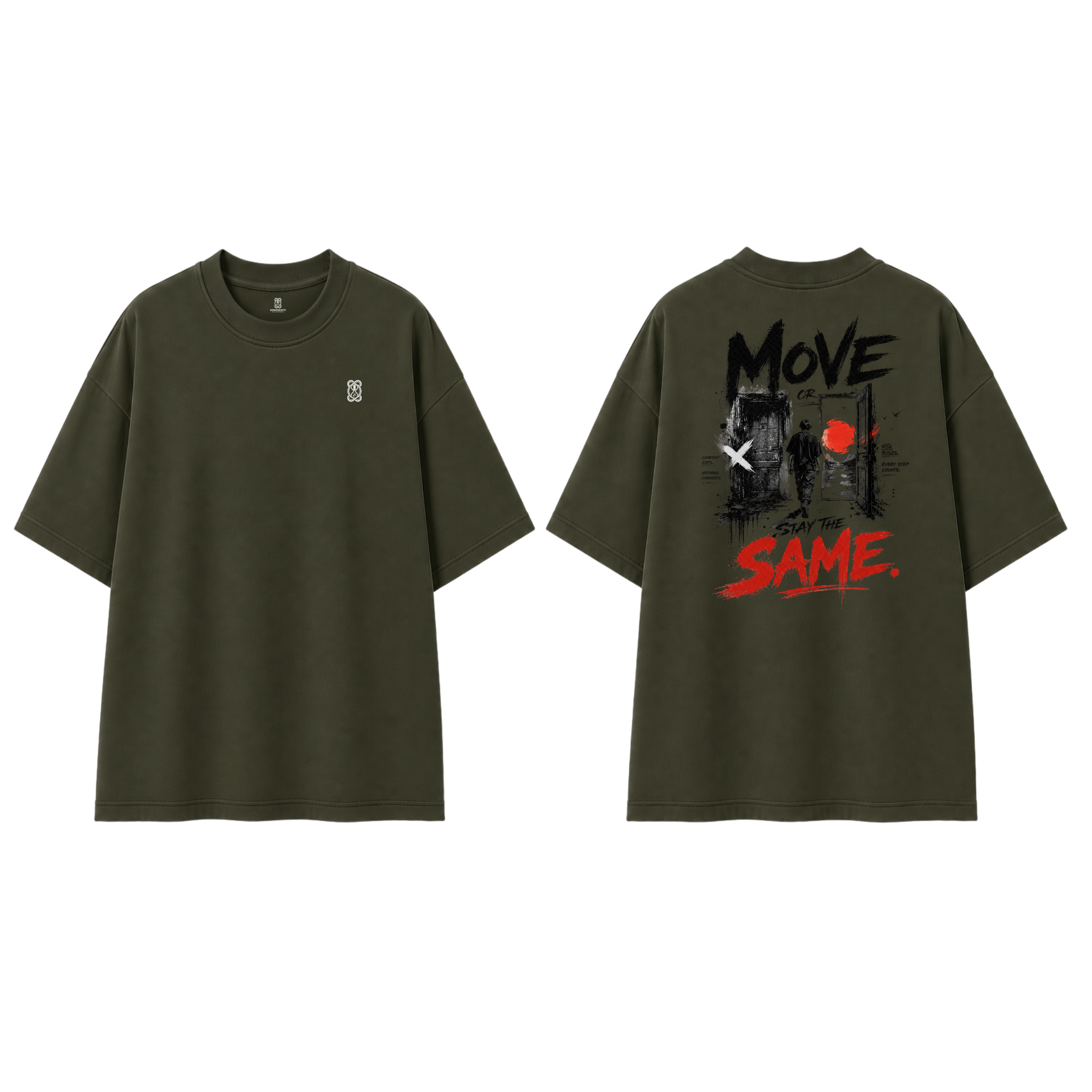 Somokriti Premium Cotton Printed T-Shirt - Forward Motion | Oversized Fit, Half Sleeve, Round Neck | Unisex