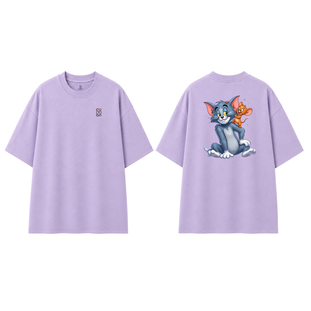 Somokriti Premium Cotton Printed T-Shirt - Tom and Jerry | Oversized Fit, Half Sleeve, Round Neck | Unisex