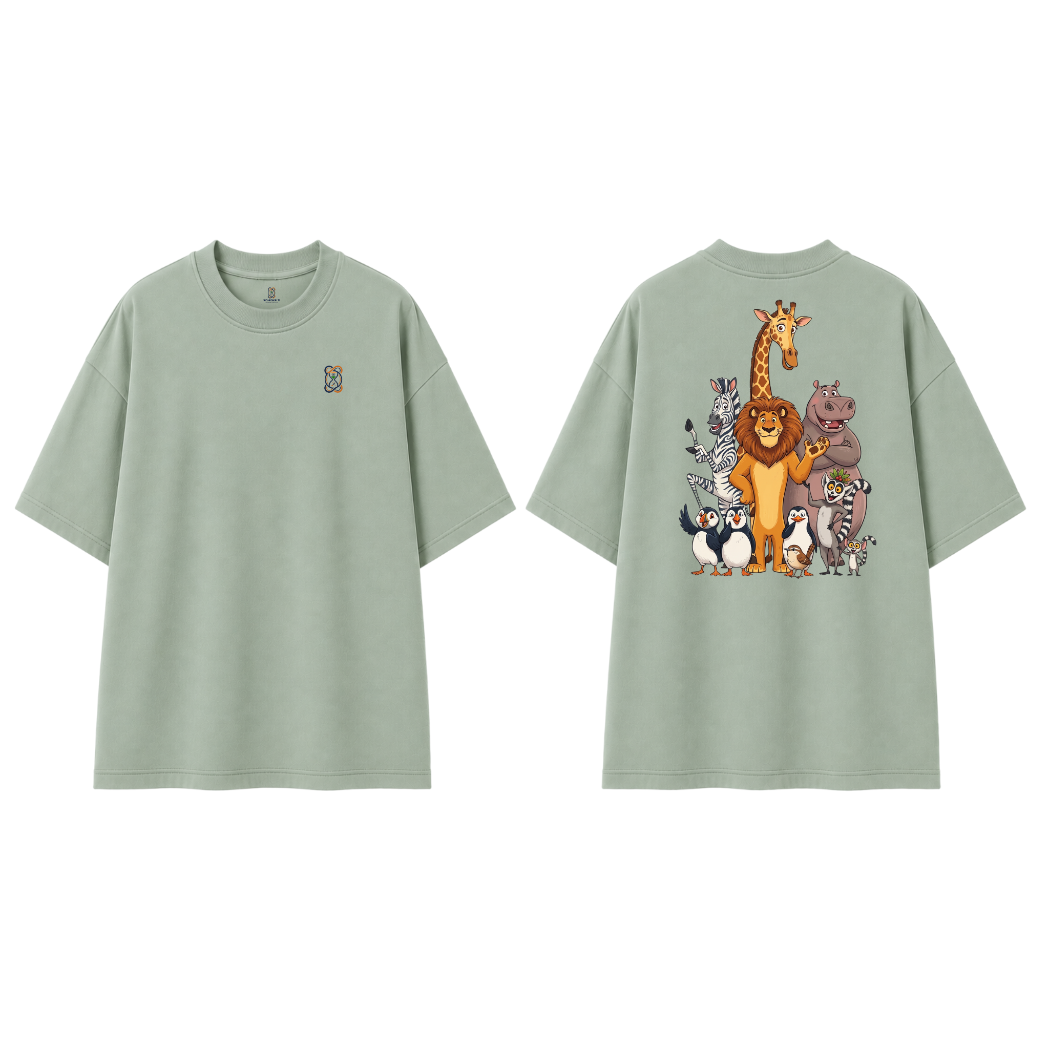 Somokriti Premium Cotton Printed T-Shirt - Madagascar Crew | Oversized Fit, Half Sleeve, Round Neck | Unisex