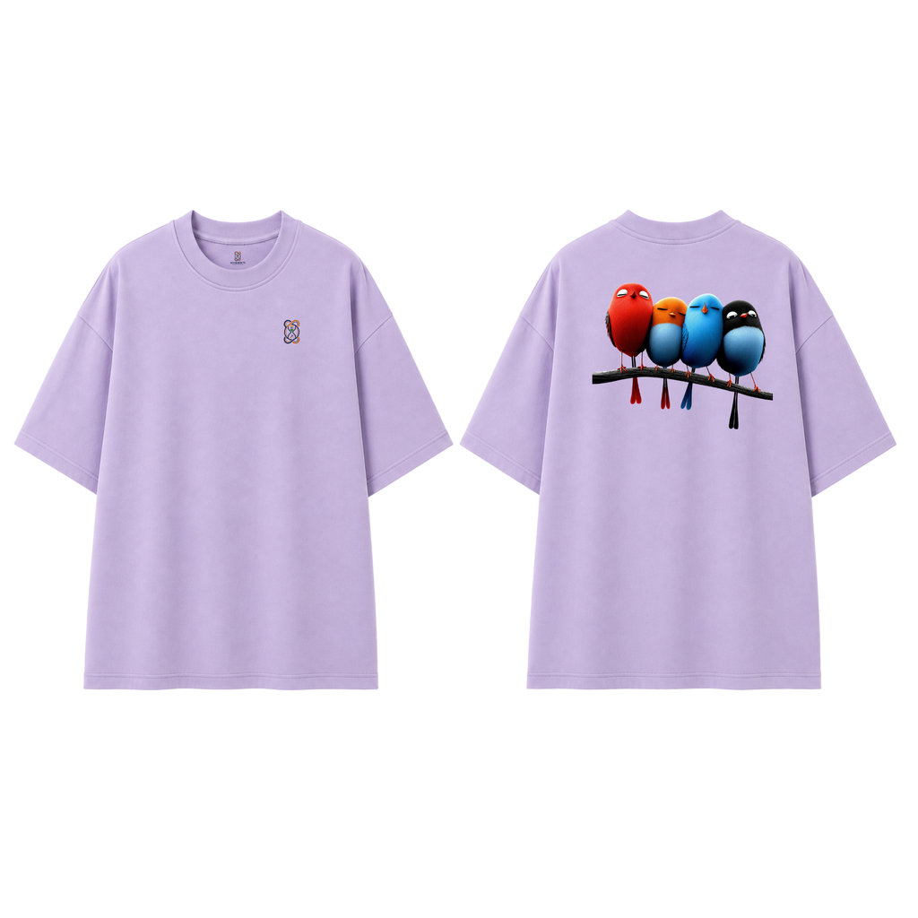 Somokriti Premium Cotton Printed T-Shirt - Feather Squad | Oversized Fit, Half Sleeve, Round Neck | Unisex