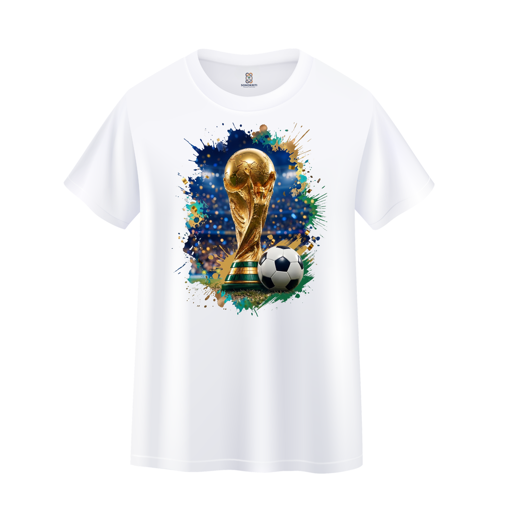 Somokriti Premium Cotton Printed T-Shirt - Cup Fever | Half Sleeve, Round Neck | Unisex
