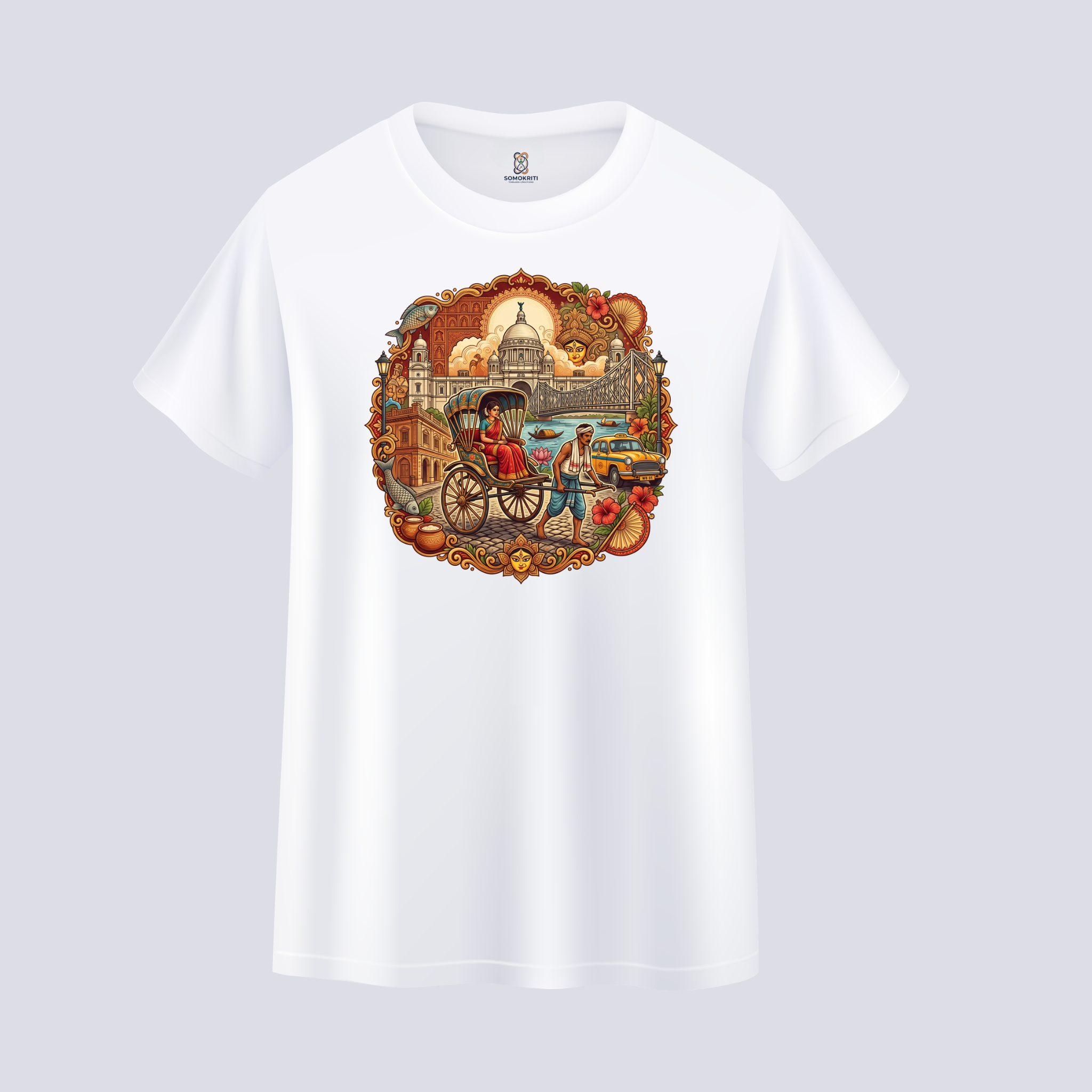 Somokriti Unisex Premium Cotton Printed T-Shirt - The Soul of Bengal | Regular Fit, Half Sleeve, Round Neck