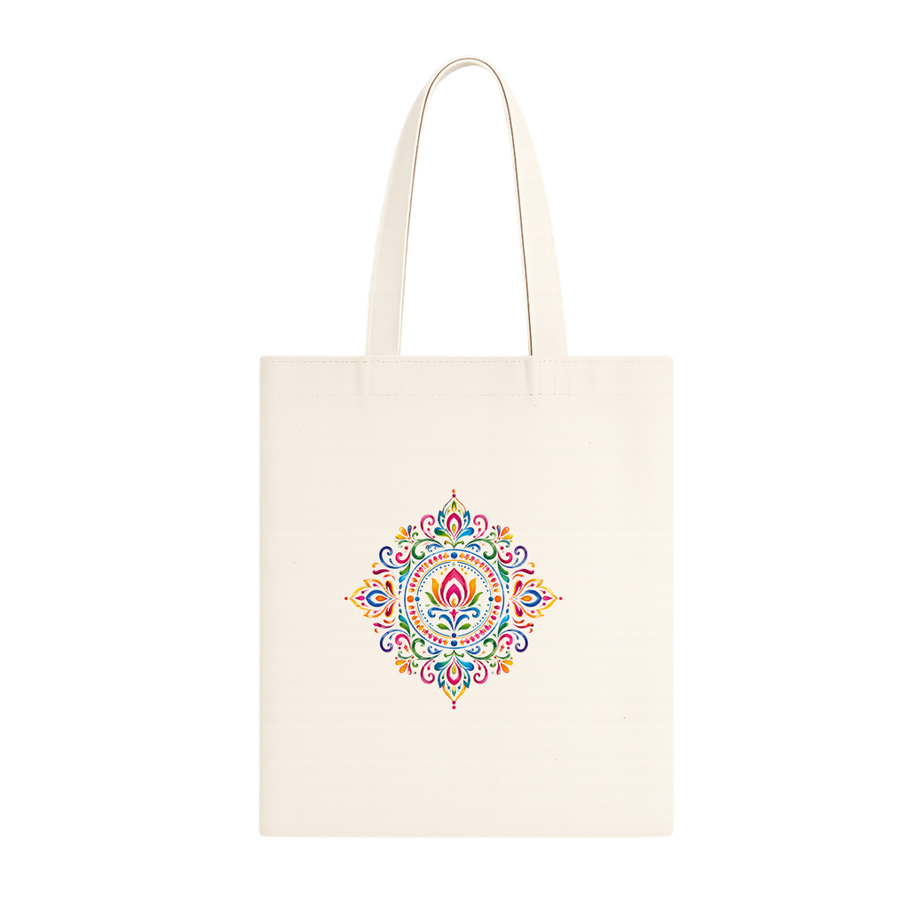 Somokriti Premium Cotton Tote Bag - Rangoli | 220 GSM | Printed | 12x14 Inch