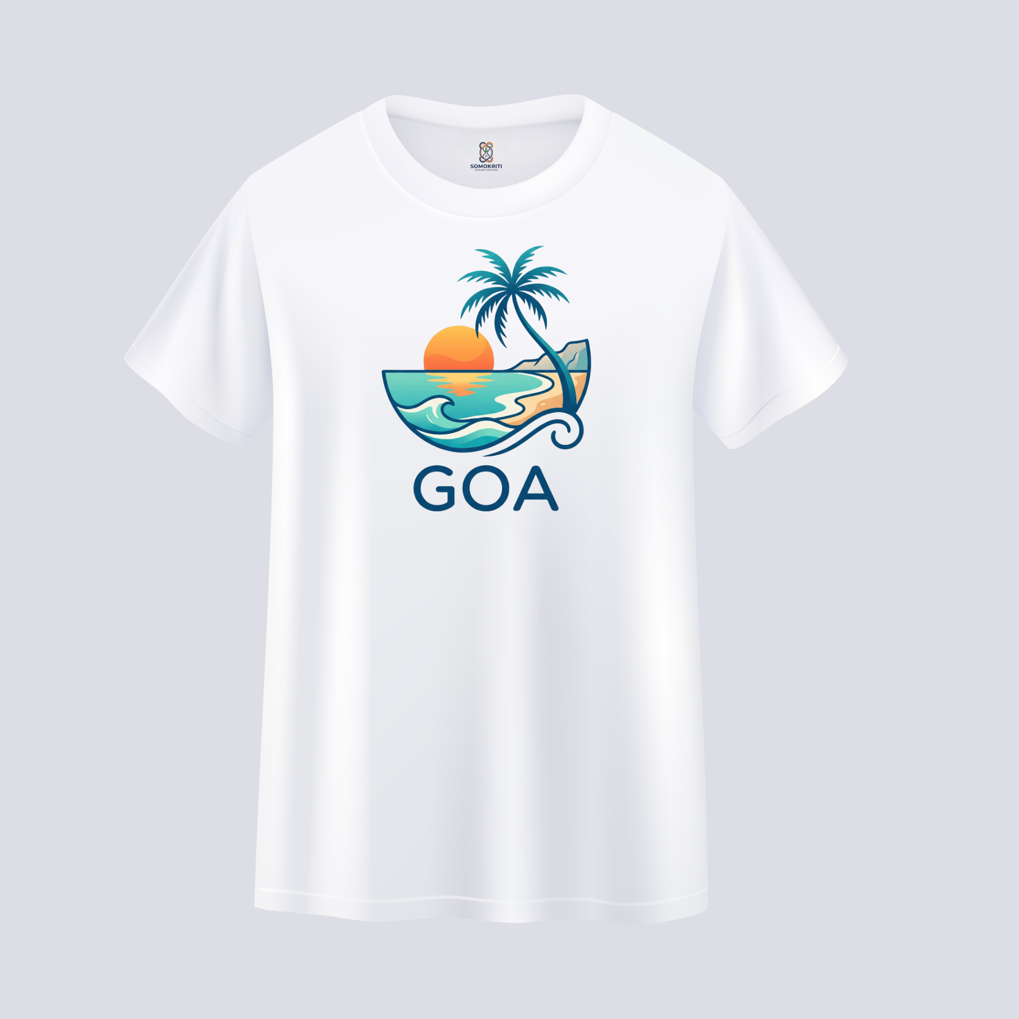 Somokriti Unisex Premium Cotton Printed T-Shirt - The Sunkissed Shore | Goa Paradise | Regular Fit, Half Sleeve, Round Neck