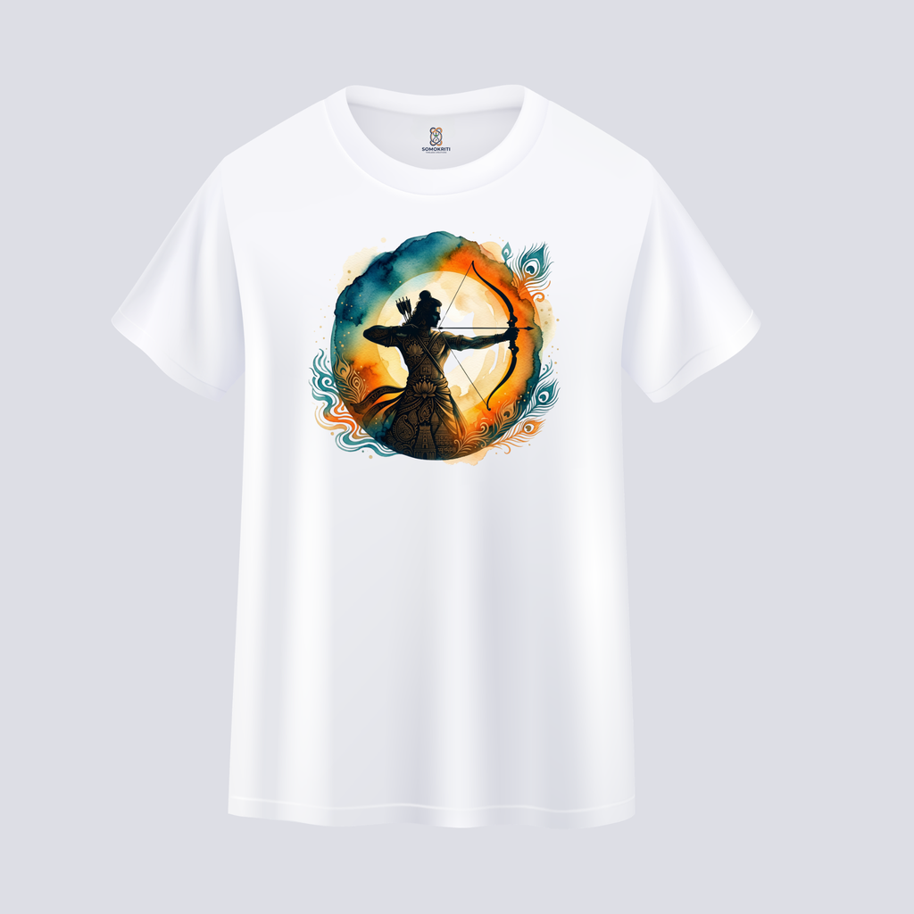 Somokriti Unisex Premium Cotton Printed T-Shirt - The Infinite Aim | Lord Rama | Regular Fit, Half Sleeve, Round Neck