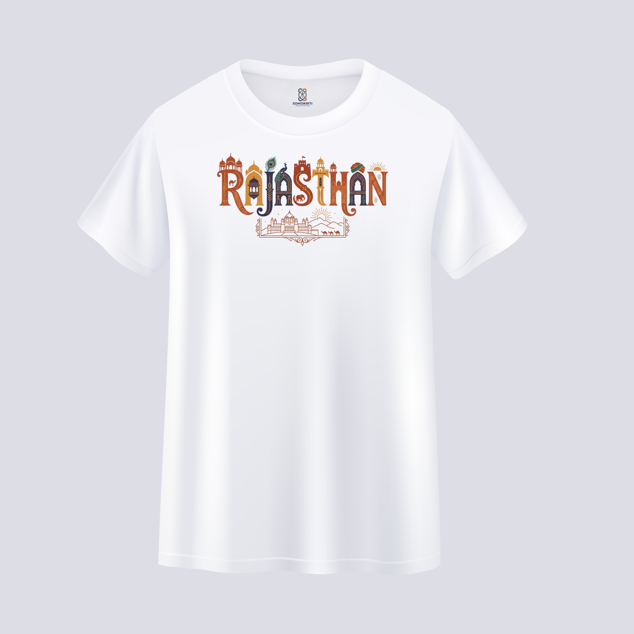 Somokriti Unisex Premium Cotton Printed T-Shirt - The Royal Land | Rajasthan Heritage | Regular Fit, Half Sleeve, Round Neck
