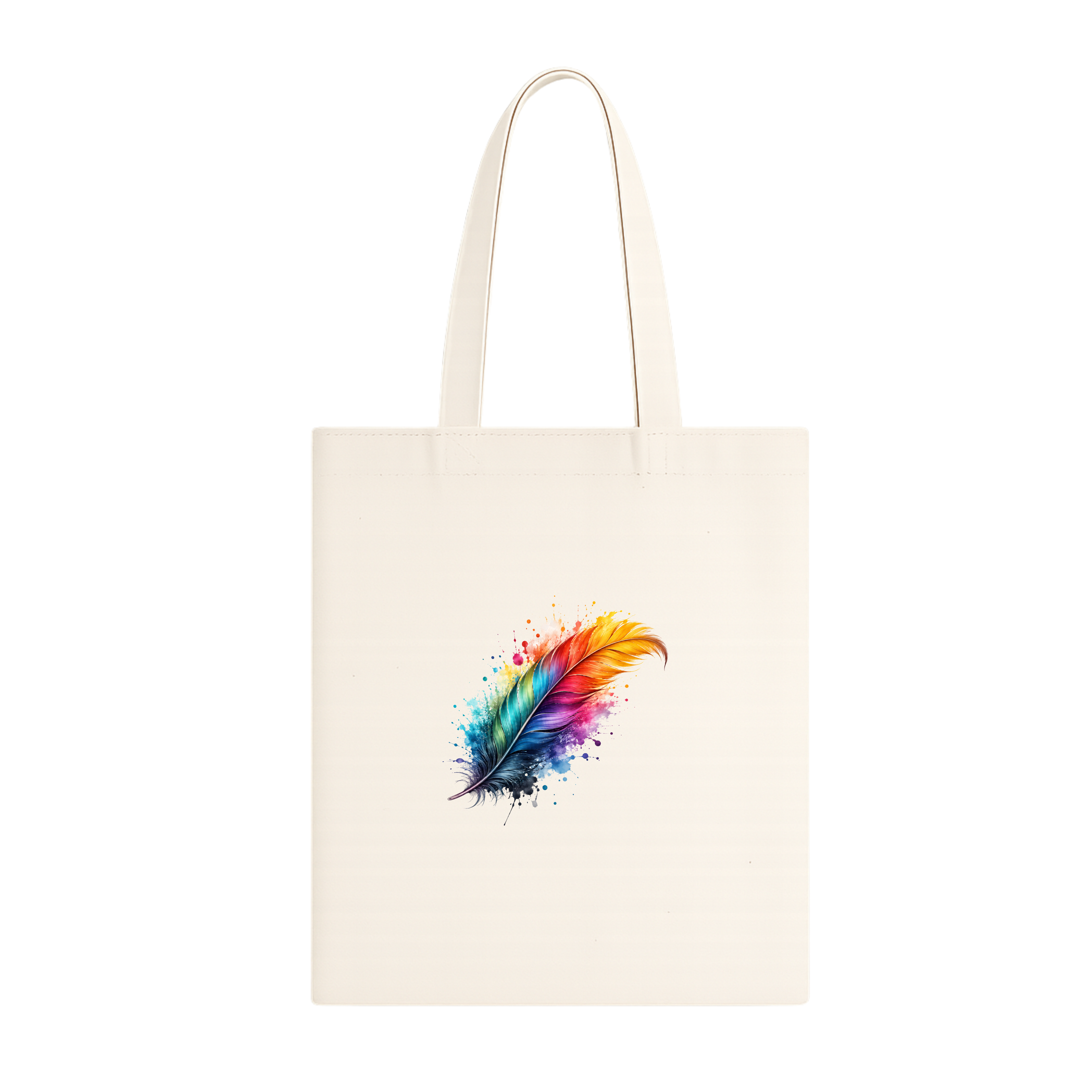 Somokriti Premium Cotton Tote Bag - Rainbow Feather | 220 GSM | Printed | 12x14 Inch