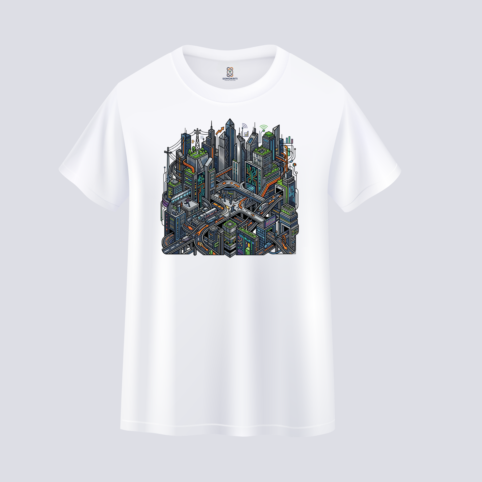 Somokriti Unisex Premium Cotton Printed T-Shirt - The Silicon Circuit | Regular Fit, Half Sleeve, Round Neck