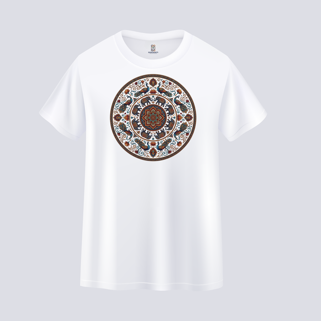 Somokriti Unisex Premium Cotton Printed T-Shirt - The Heritage Mandala | Regular Fit, Half Sleeve, Round Neck