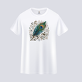 Somokriti Unisex Premium Cotton Printed T-Shirt - The Sacred Peacock Feather | Regular Fit, Half Sleeve, Round Neck