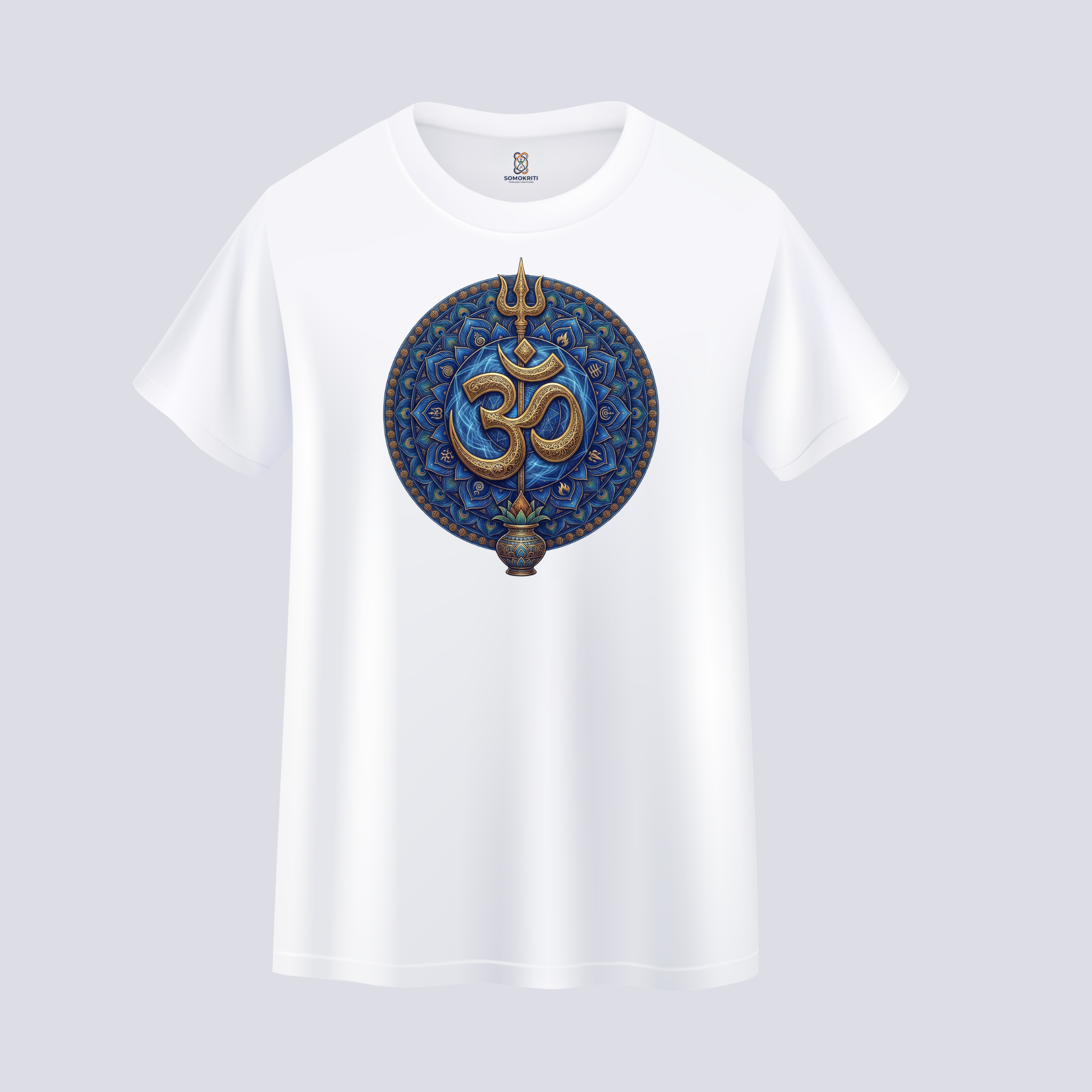 Somokriti Unisex Premium Cotton Printed T-Shirt - The Cosmic Trishul Mandala | Regular Fit, Half Sleeve, Round Neck