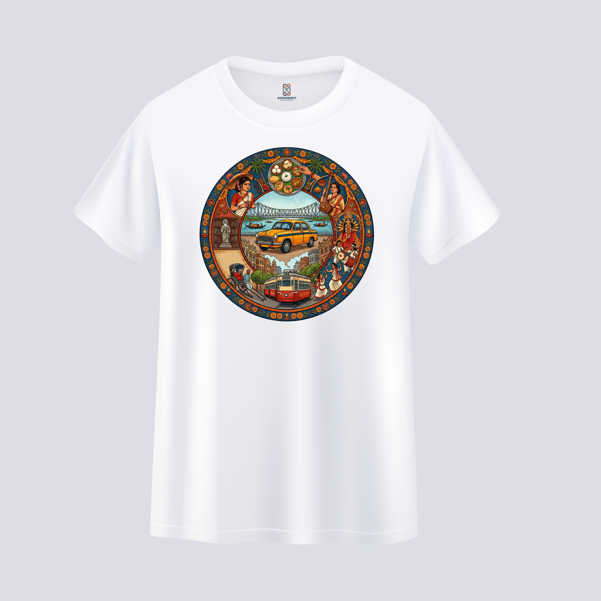 Somokriti Unisex Premium Cotton Printed T-Shirt - The Bengal Odyssey | Regular Fit, Half Sleeve, Round Neck