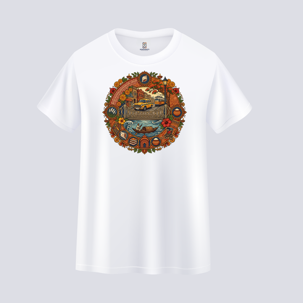 Somokriti Unisex Premium Cotton Printed T-Shirt - The Heritage Circle | Regular Fit, Half Sleeve, Round Neck
