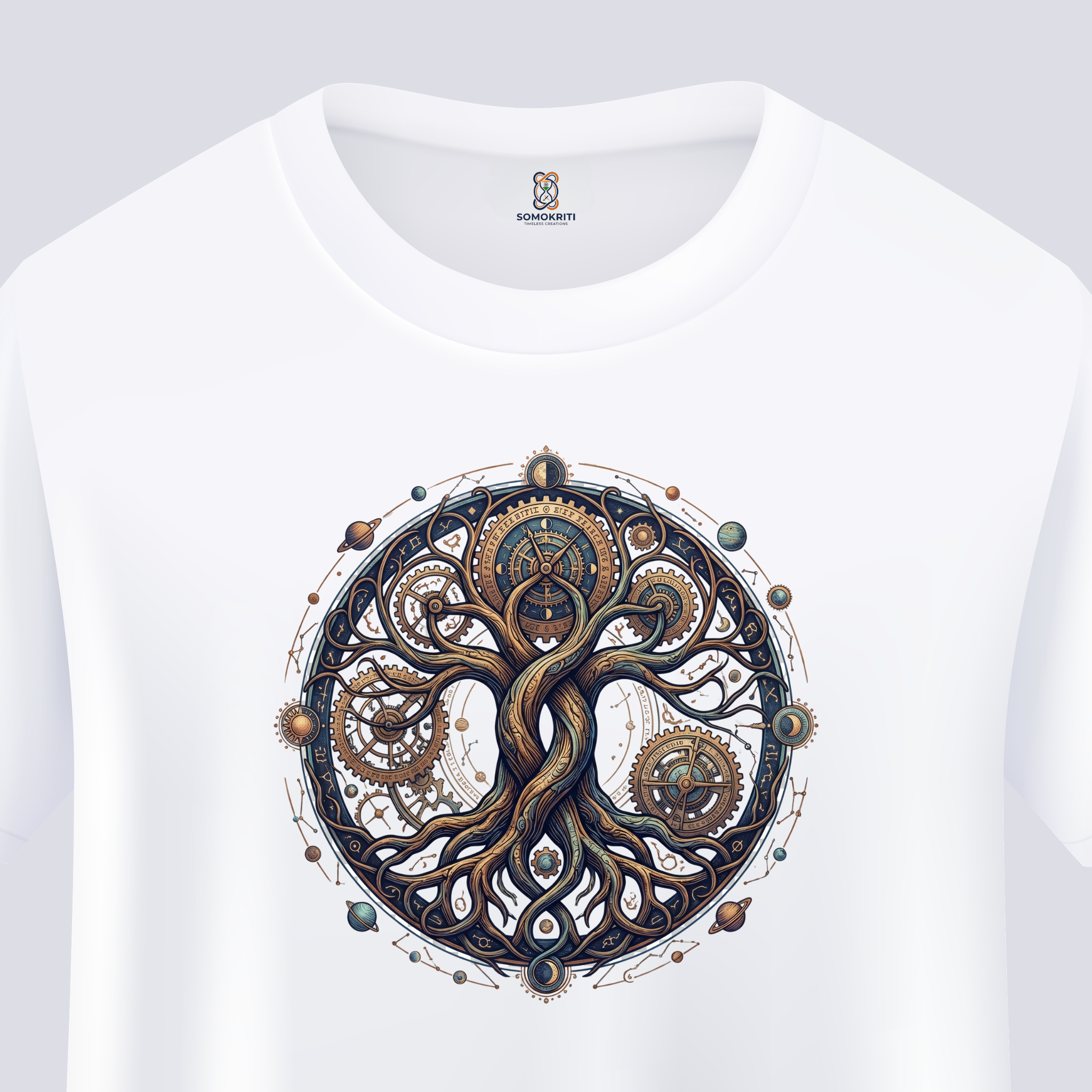 Somokriti Unisex Premium Cotton Printed T-Shirt - The Cosmic Engine | Regular Fit, Half Sleeve, Round Neck
