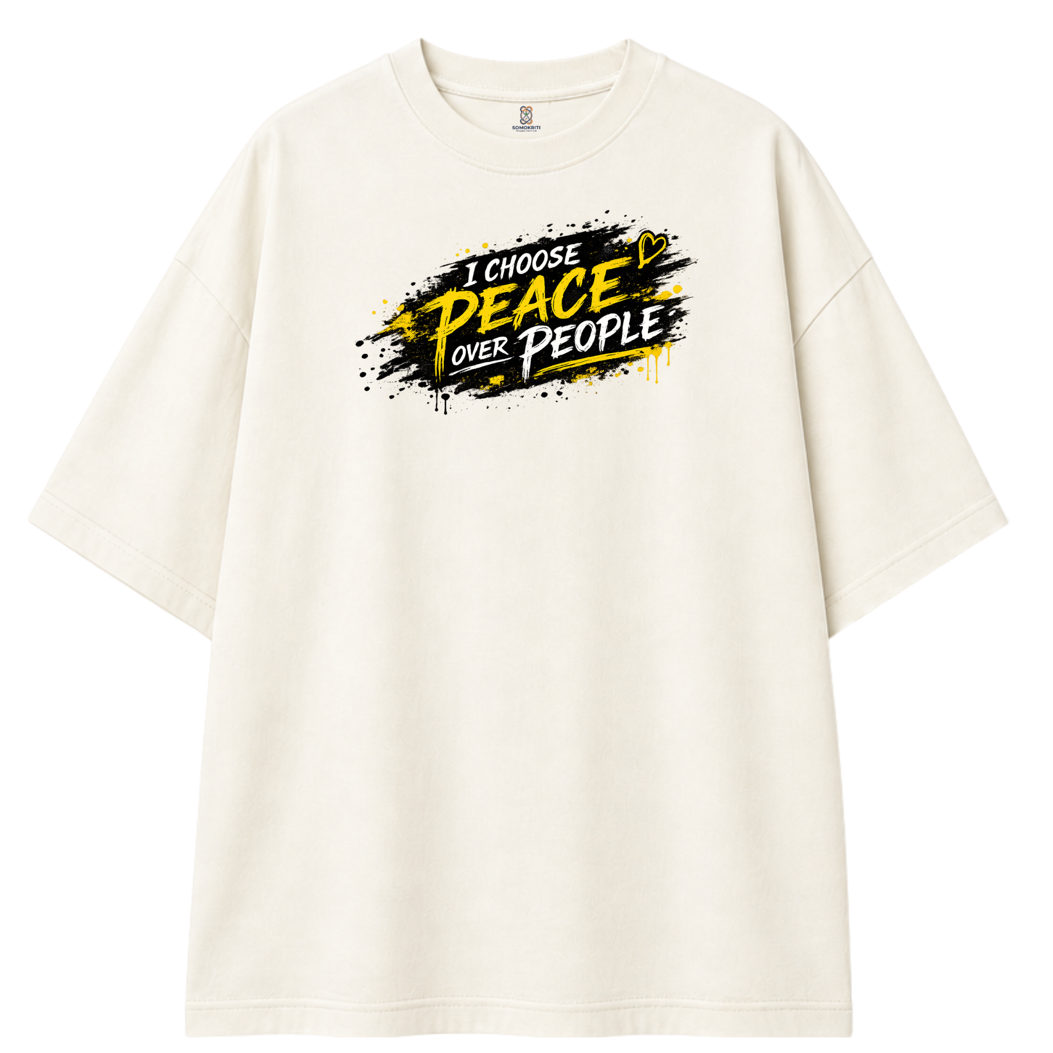 Somokriti Premium Cotton Printed T-Shirt - Choose Peace | Oversized Fit, Half Sleeve, Round Neck | Unisex