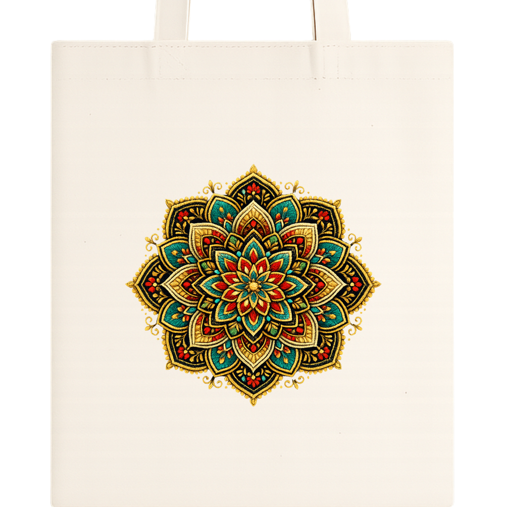 Somokriti Premium Cotton Tote Bag - Royal Mandala | 220 GSM | Printed | 12x14 Inch