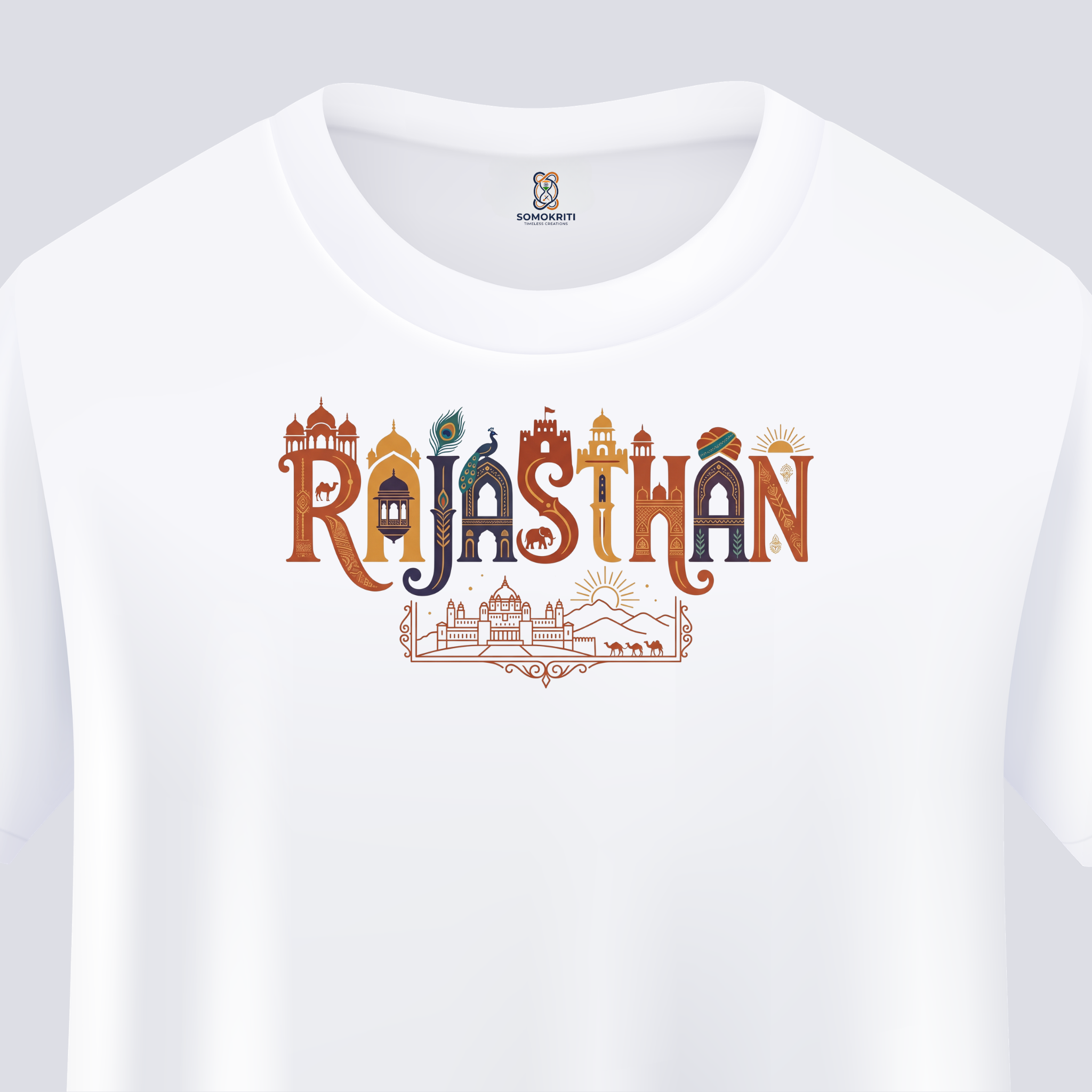 Somokriti Unisex Premium Cotton Printed T-Shirt - The Royal Land | Rajasthan Heritage | Regular Fit, Half Sleeve, Round Neck