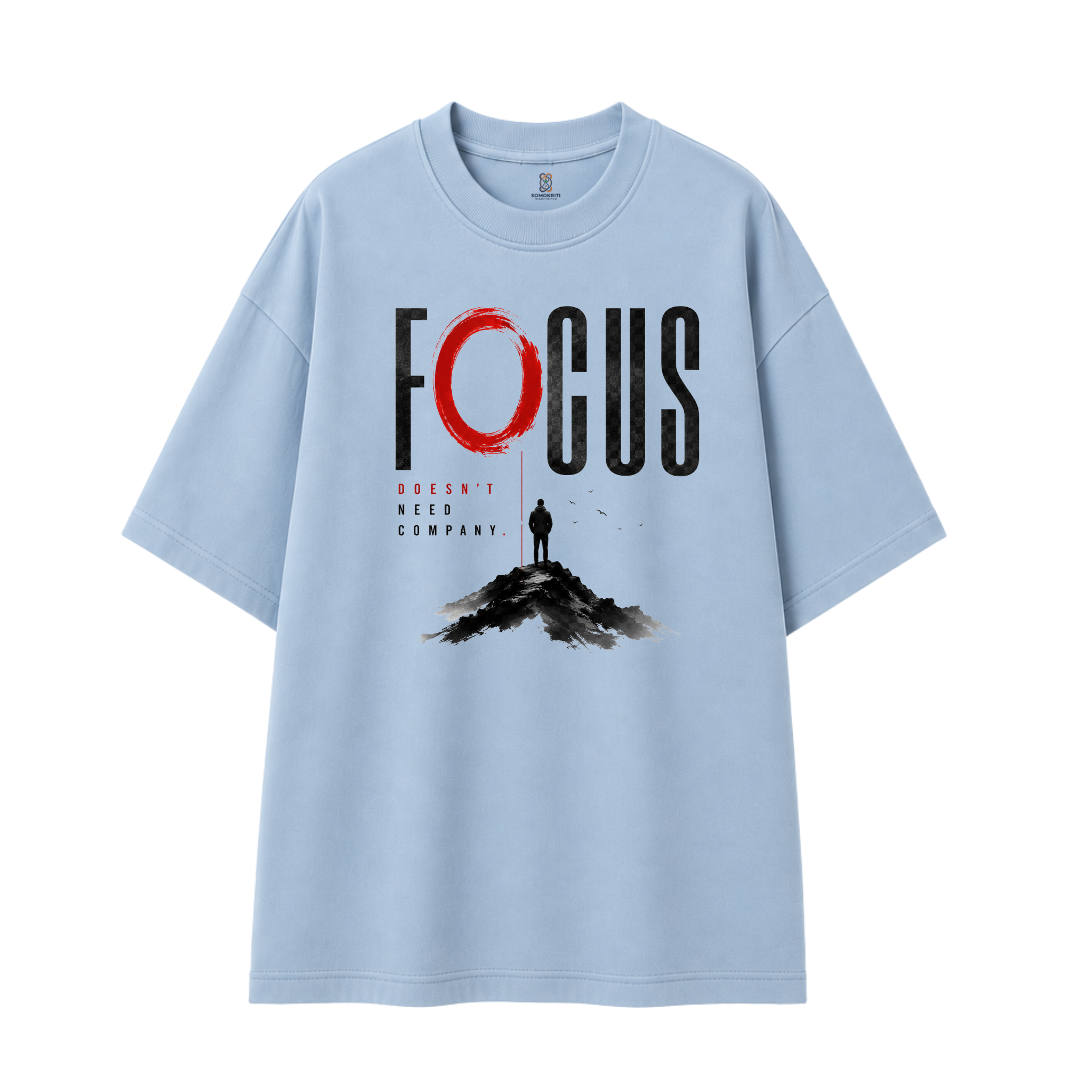 Somokriti Premium Cotton Printed T-Shirt - Focused Solitude | Oversized Fit, Half Sleeve, Round Neck | Unisex