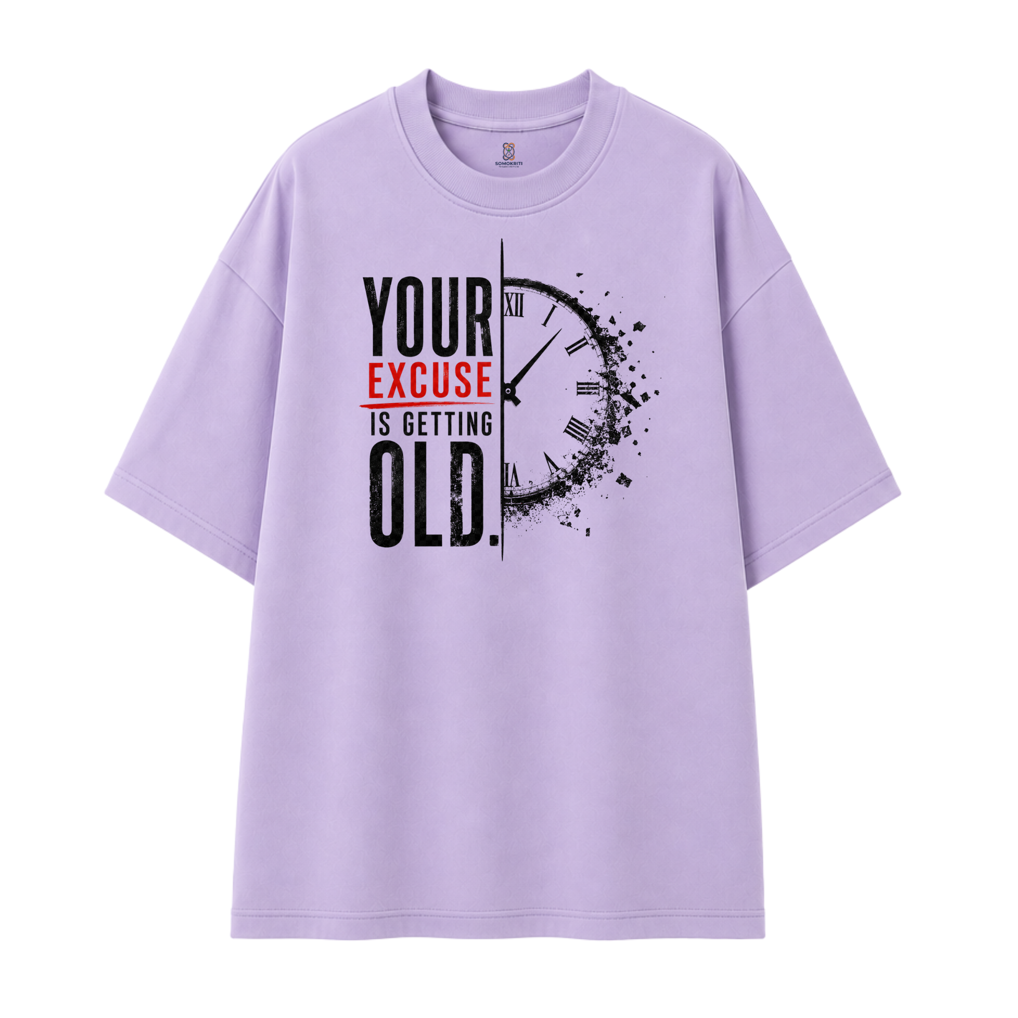 Somokriti Premium Cotton Printed T-Shirt - Time Reckoning | Oversized Fit, Half Sleeve, Round Neck | Unisex