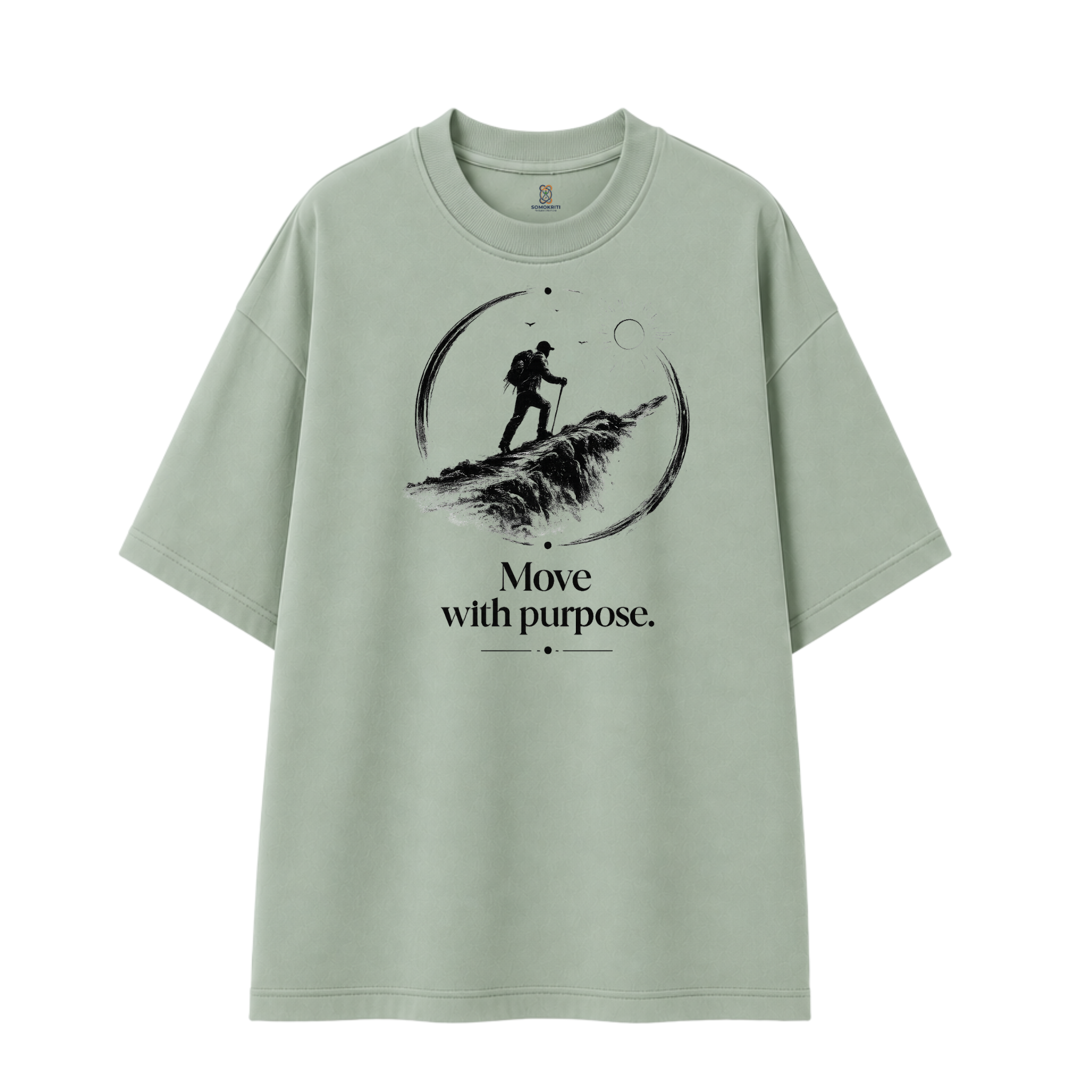 Somokriti Premium Cotton Printed T-Shirt - Purpose Trek | Oversized Fit, Half Sleeve, Round Neck | Unisex