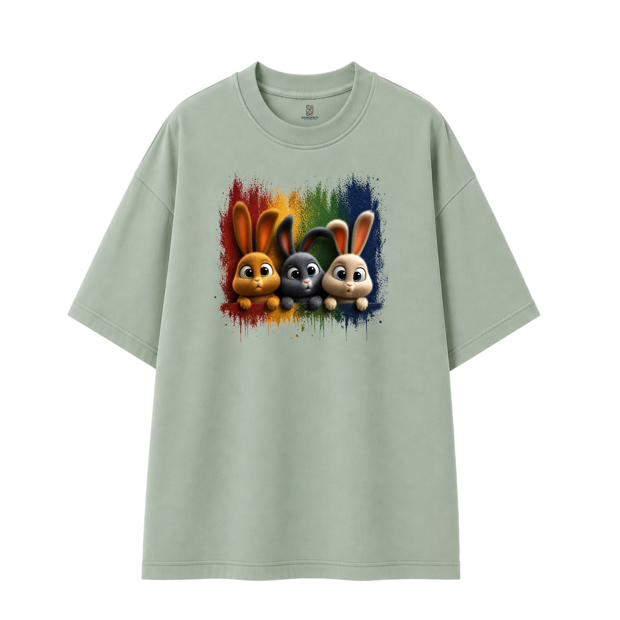 Somokriti Premium Cotton Printed T-Shirt - Bunny Brigade | Oversized Fit, Half Sleeve, Round Neck | Unisex