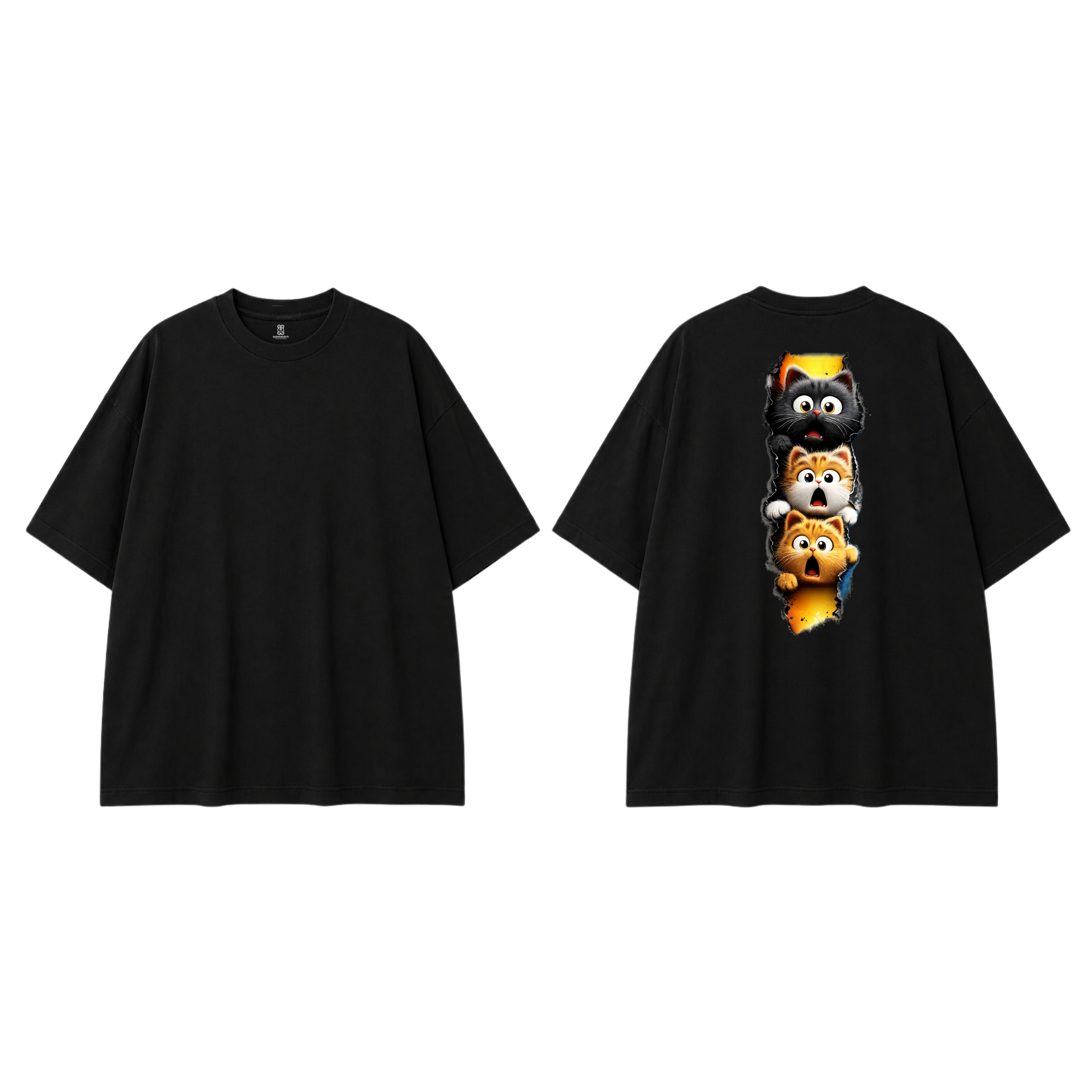 Somokriti Premium Cotton Printed T-Shirt - Curious Chaos | Oversized Fit, Half Sleeve, Round Neck | Unisex