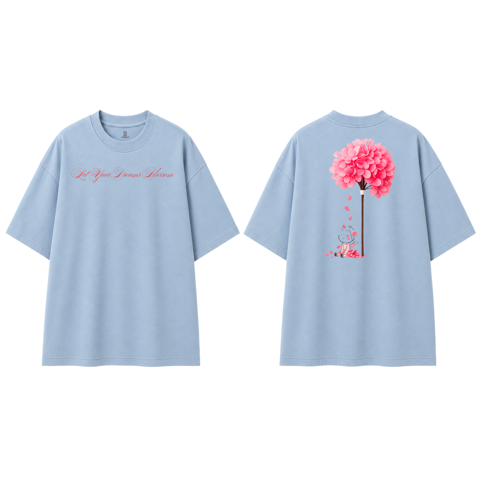Somokriti Premium Cotton Printed T-Shirt - Dreams Blossom | Oversized Fit, Half Sleeve, Round Neck | Girls, Women