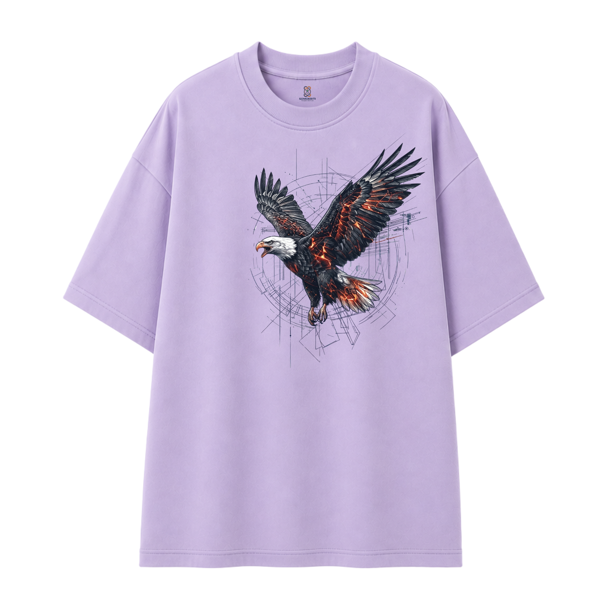 Somokriti Premium Cotton Printed T-Shirt - Inferno Flight | Oversized Fit, Half Sleeve, Round Neck | Unisex
