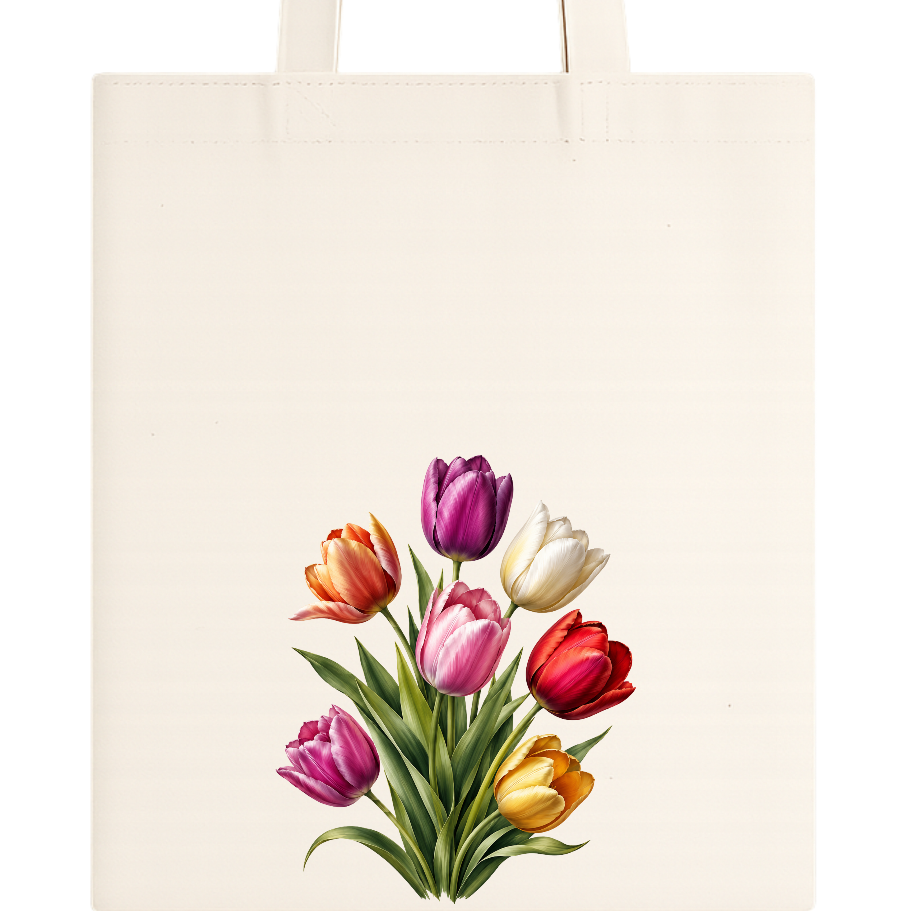 Somokriti Premium Cotton Tote Bag - Tulip Bloom | 220 GSM | Printed | 12x14 Inch